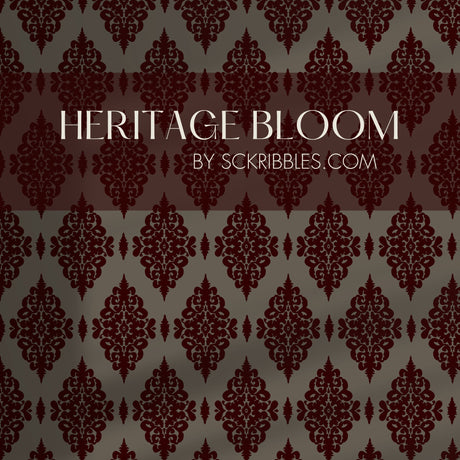 Vintage Opulent Regal Victorian Damask Wallpaper {Ornate Grace} Wallpaper Sckribbles Peel & Stick - (Budget) Sample 14'' x 14'' / 35 x 35 cm Heritage Bloom