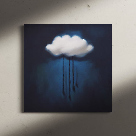 Dark Blue Moody Cloud Painting Wall Art Canvas Print {Raining Sadness} Canvas Wall Art Sckribbles   