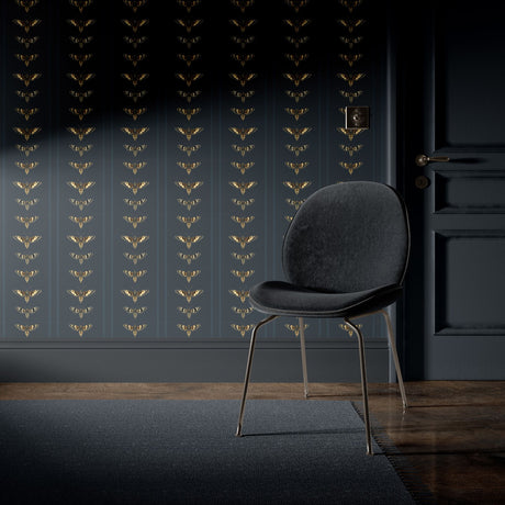 Dark Blue Striped Insect Wallpaper {Midnight Moth} Wallpaper Sckribbles   