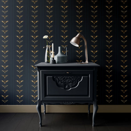 Dark Blue Striped Insect Wallpaper {Midnight Moth} Wallpaper Sckribbles   