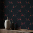 Dark Blue & Red Asian Crane Wallpaper {Graceful Dawn} Wallpaper Sckribbles   