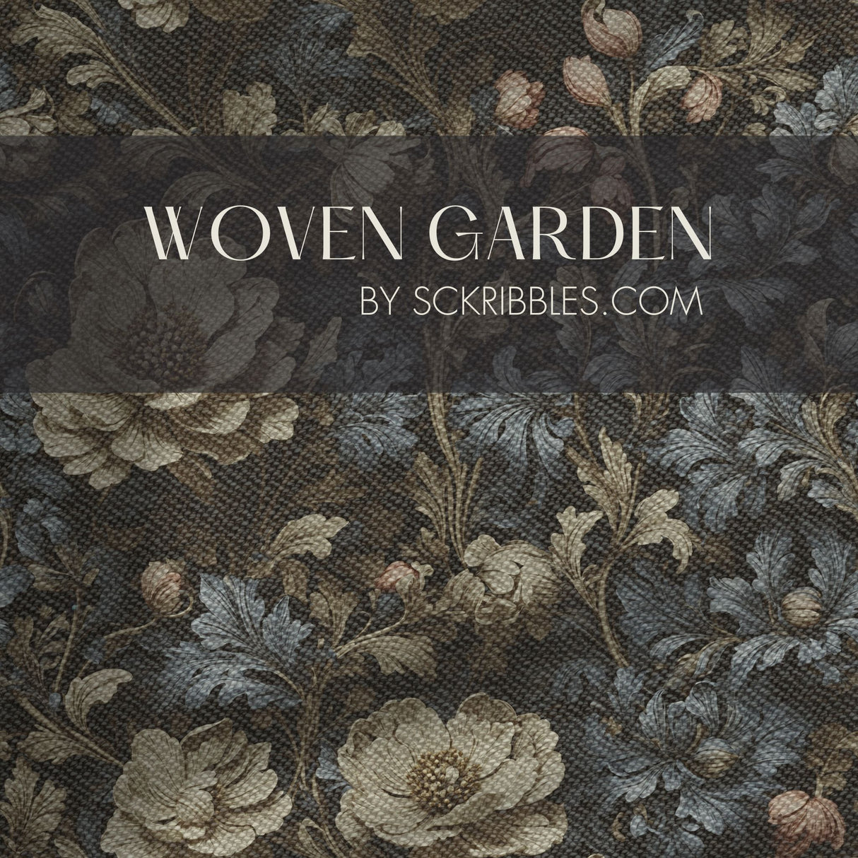 Muted Moody Botanical Dark Floral Wallpaper {Woven Garden} Wallpaper Sckribbles   