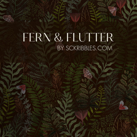 Green Dark Moody Butterfly Botanical Wallpaper {Fern & Flutter} Wallpaper Sckribbles   