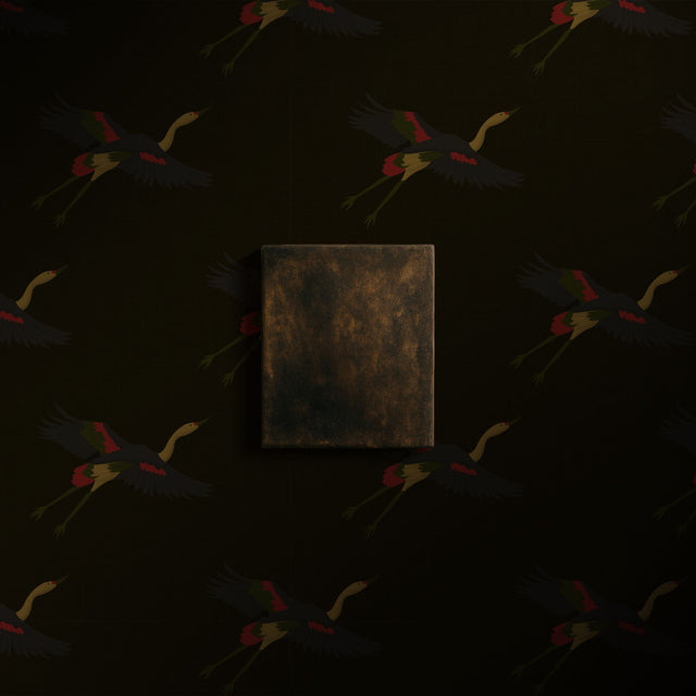 Taking Flight | Dark Moody Brown Asian Crane Wallpaper Wallpaper Sckribbles