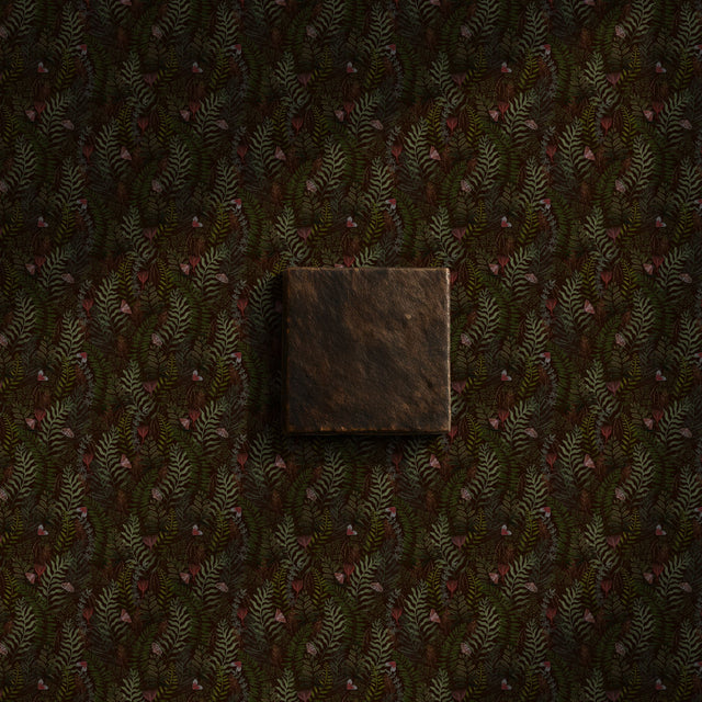 Fern & Flutter | Green Dark Moody Butterfly Botanical Wallpaper Wallpaper Sckribbles