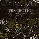 Dark Black and Green Floral Botanical Wallpaper {Fern Grotto} Wallpaper Sckribbles   