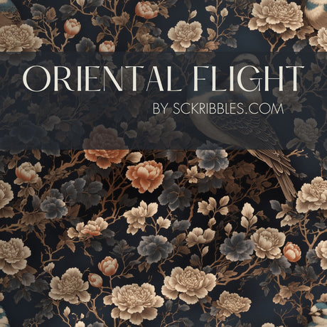 Dark Floral Bird Chinoiserie Wallpaper {Oriental Flight} Wallpaper Sckribbles   