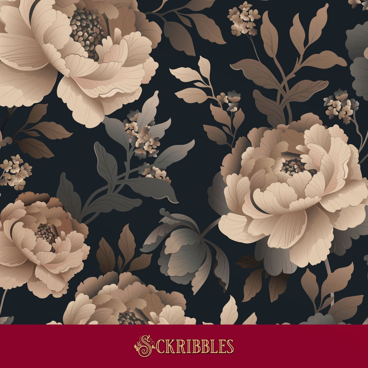 Dark floral wallpaper.