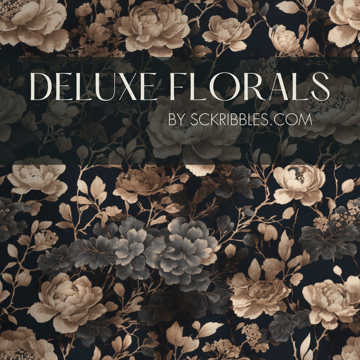 Dark Floral Chinoiserie Wallpaper {Deluxe Florals} Wallpaper Sckribbles   
