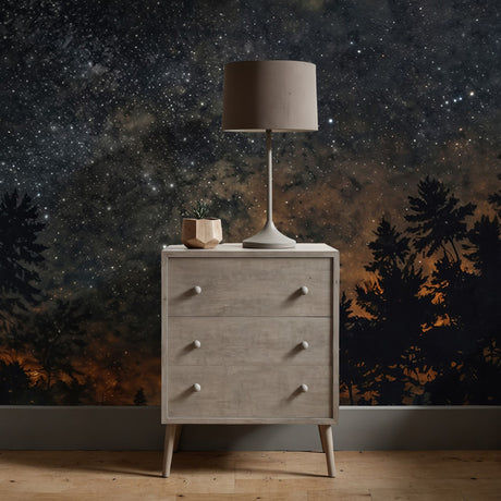 Dark Celestial Star Landscape Wallpaper Mural {Midnight Cosmos} Wallpaper Mural Sckribbles