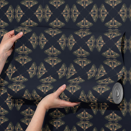 Moody Dark Academia Geometrical Moth Wallpaper {Moth Matrix} Wallpaper Sckribbles