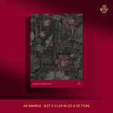 Dark and moody gray floral wallpaper sample.