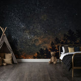 Dark Celestial Star Landscape Wallpaper Mural {Midnight Cosmos} Wallpaper Mural Sckribbles