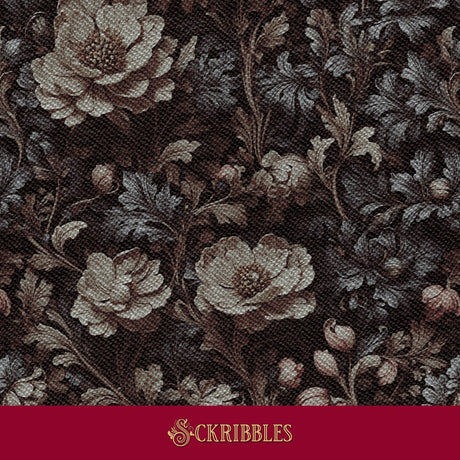 A dark academia floral wallpaper.