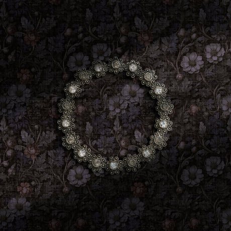 Dark academia floral wallpaper with blue undertones.