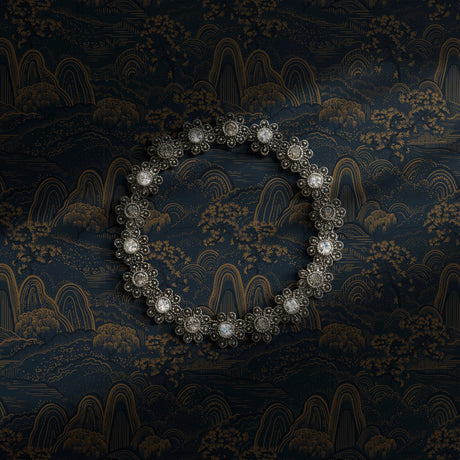 Dark blue Asian wallpaper.