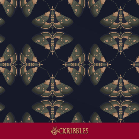 Dark blue geometrical moth wallpaper.