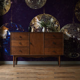 Dark Moody Disco Glam Mirrorball Wallpaper Mural {Glamour Boogie} Wallpaper Mural Sckribbles