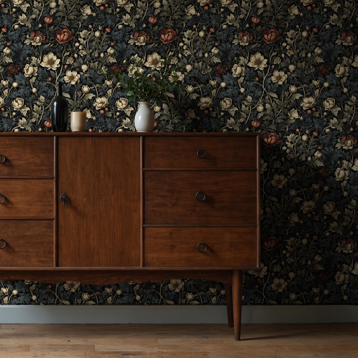 Dark Floral Botanical Garden Wallpaper {Leafy Luxe} Wallpaper Sckribbles