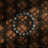 A moody vintage wallpaper with warm brown florals on a dark brown background.