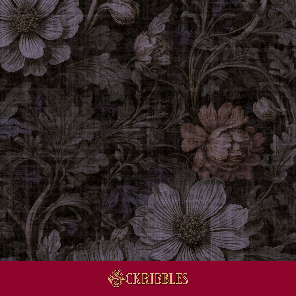 Dark floral wallpaper.