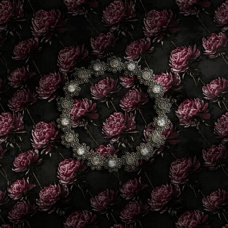 Dark and moody floral peony wallpaper.