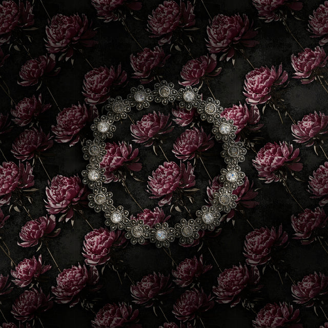 Dark and moody floral peony wallpaper.