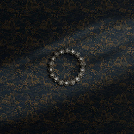Dark moody blue scenic Asian wallpaper.