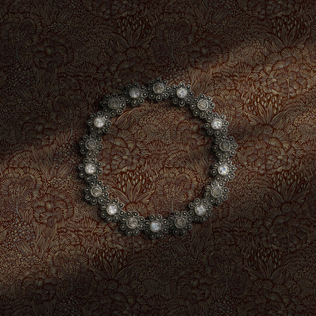 Dark moody brown botanical wallpaper.