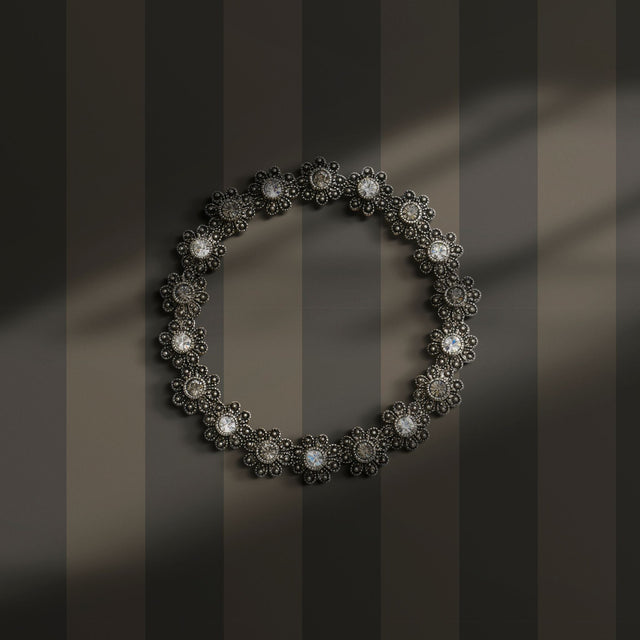 Dark moody brown striped wallpaper.