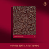 Dark moody burgundy red botanical wallpaper sample.