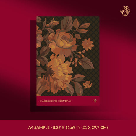 Dark moody floral vintage wallpaper sample.