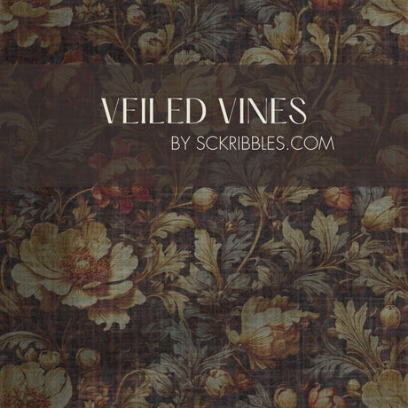 Dark Academia Moody Floral Botanical Wallpaper {Veiled Vines} Wallpaper Sckribbles   