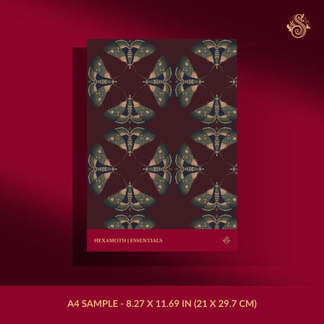 Dark moody maroon moth wallpaper sample.