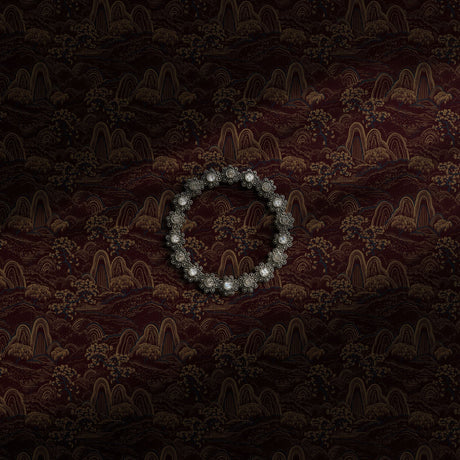 A dark and moody red Asian scenic botanical wallpaper.