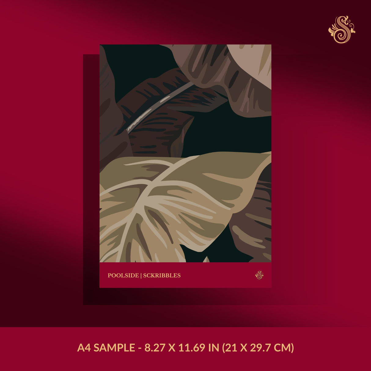 Dark and moody tropical banana leaves wallpaper sample.