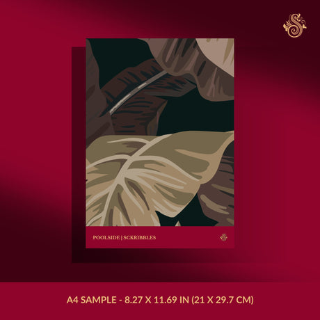 Dark and moody tropical banana leaves wallpaper sample.