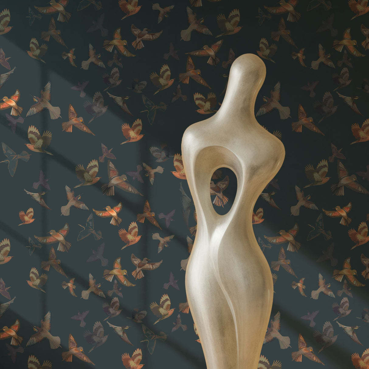 Dark Moody Muted Whimsical Bird Wallpaper {Dreamy Birds}