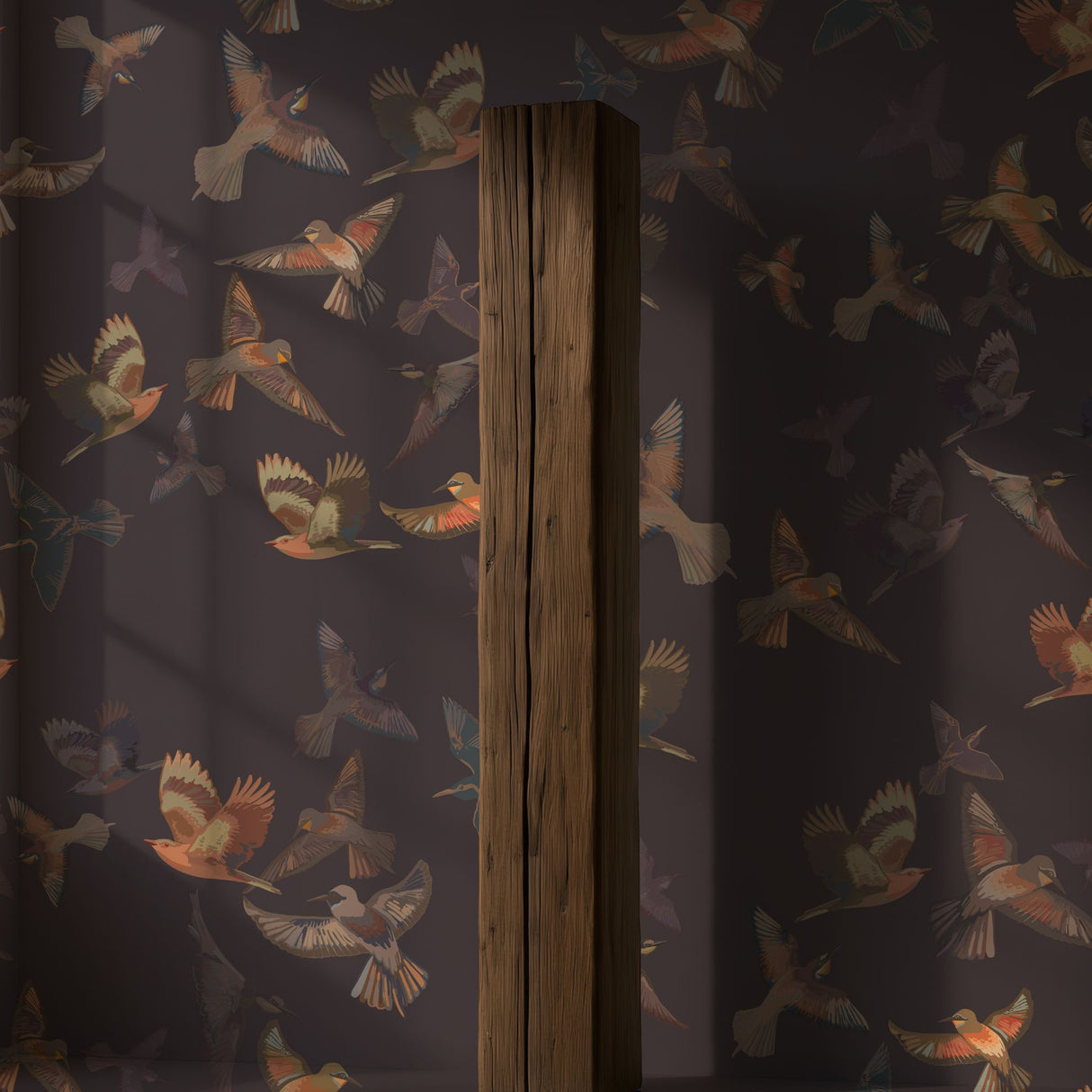 Dark Moody Muted Whimsical Bird Wallpaper {Dreamy Birds}