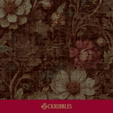 Dark vintage brown floral moody wallpaper.