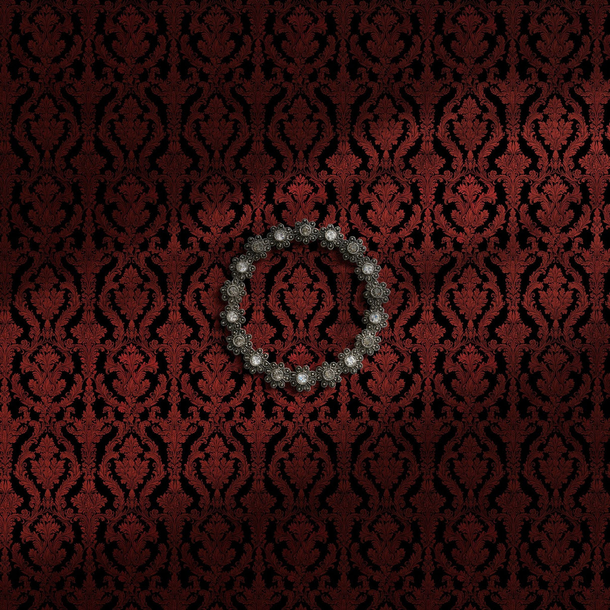 Red and black damask gothic wallpaper.
