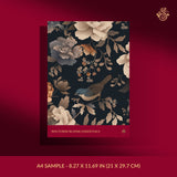 Moody floral bird wallpaper sample.