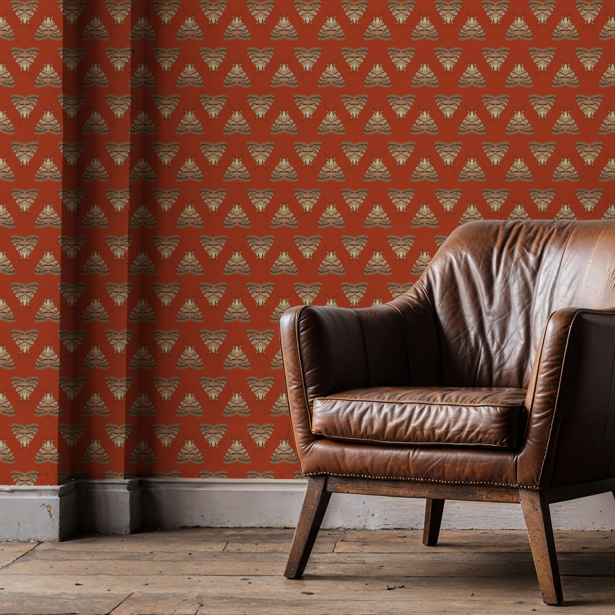 Fun Orange Daring Maximalist Insect Wallpaper {Gypsy Moth} Wallpaper Sckribbles