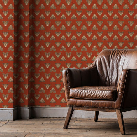 Fun Orange Daring Maximalist Insect Wallpaper {Gypsy Moth} Wallpaper Sckribbles