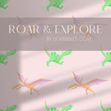 Cute Children's Bedroom T-Rex Dinosaur Wallpaper {Roar & Explore} Wallpaper Sckribbles