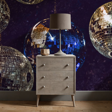 Dark Moody Disco Glam Mirrorball Wallpaper Mural {Glamour Boogie} Wallpaper Mural Sckribbles