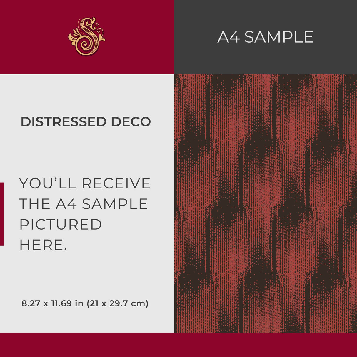 Rebel Deco | Moody Organic Grunge Art Deco Wallpaper Wallpaper Sckribbles Signature - Premium Non-Woven A4 Sample - 8.3 × 11.7 in (21 × 29.7 cm) Distressed Deco