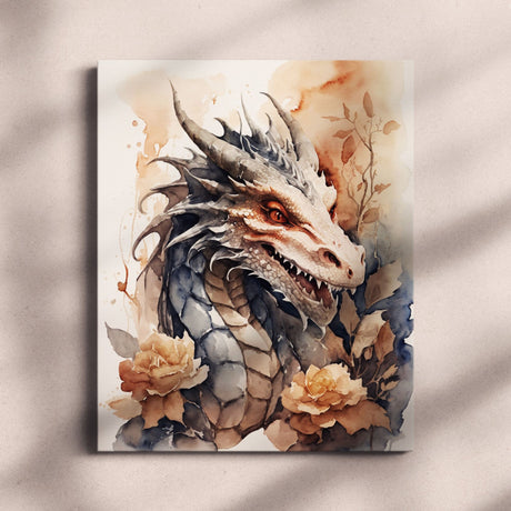 Mythical Medieval Watercolor Wall Art Canvas {World of Dragon} Canvas Wall Art Sckribbles   