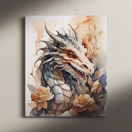 Mythical Medieval Watercolor Wall Art Canvas {World of Dragon} Canvas Wall Art Sckribbles   
