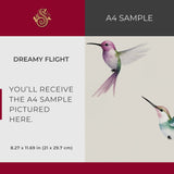 Dreamy Flight | Sweet Feminine Watercolor Hummingbird Wallpaper